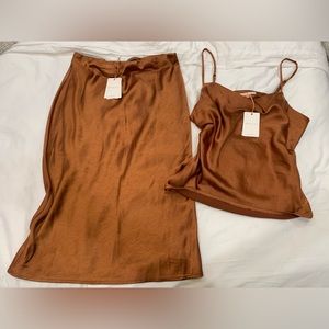 Skies are Blue copper Satin skirt and tank set